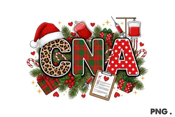 CNA Christmas Nurse Sublimation PNG