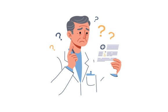 Confused Male Doctor Holding Medical Rep