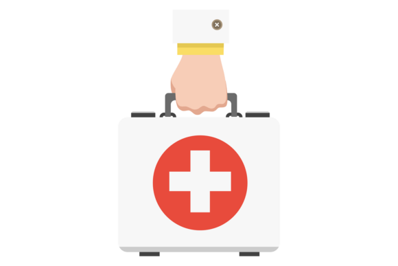 Doctor Hand Hold Medical Box. First Aid