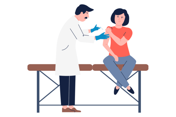 Doctor Make Vaccine Injection. Medical S