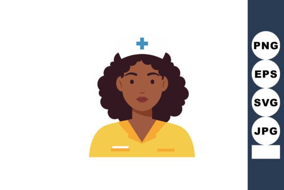 Female Nurse Avatar with Curly Hair Wear