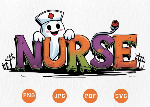 Ghost Nurse Halloween Funny Nursing PNG