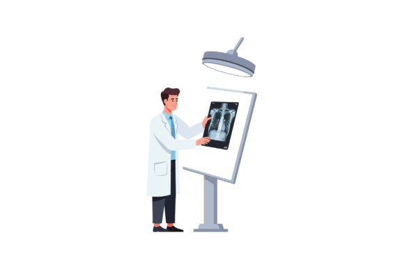 Male Doctor Examining Lung X-ray Medical