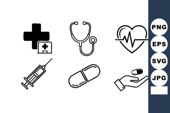Medical and Health Care Icons with Cross