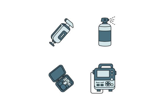 Medical Equipment Vector Set with Syringe