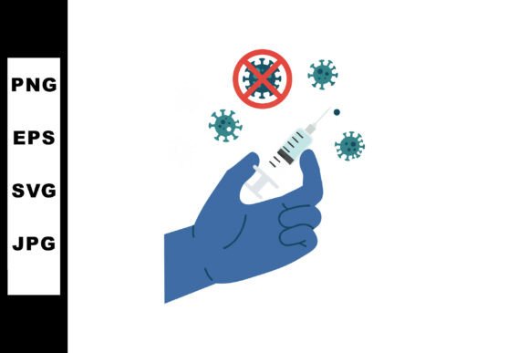 Medical Hand Holding Syringe with Virus