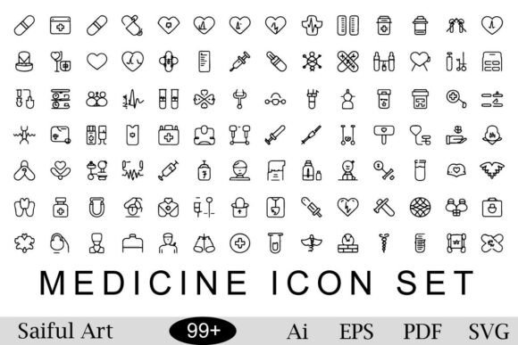 Medical Line Icon Set Vector