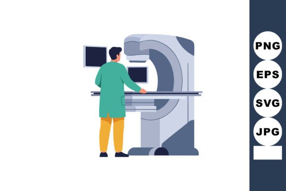 Medical Technician Operating MRI Scanner