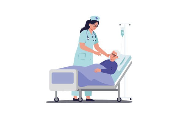 Nurse Caring for Elderly Patient in Hosp