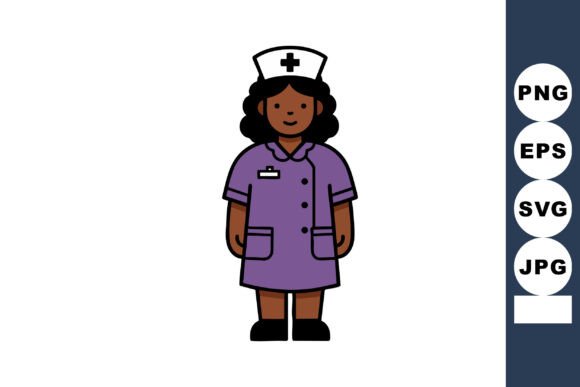 Nurse Character in Purple Uniform with C