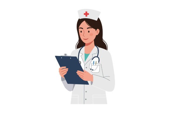 Nurse in a White Uniform Holding a Clipb