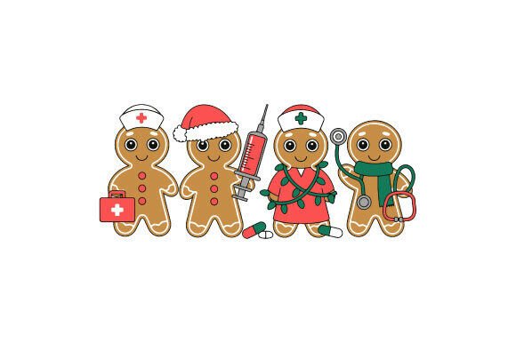 Retro Gingerbread Nurse Christmas PNG