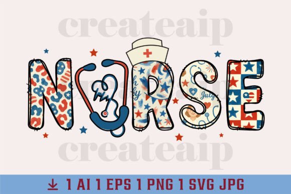Retro USA Nurse 4th of July Nurse PNG